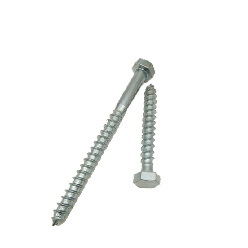 Wholesale Carbon Steel Hex Wood Screw 4.8 Zinc Plated Head M6 Coarse Thread Factory Measurement Metric System