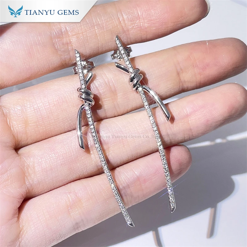 Tianyu Custom Lab Diamond HPHT Butterfly Stud Earrings Real Gold 14K 18K Sterling Silver Charming Diamonds Ear Stud