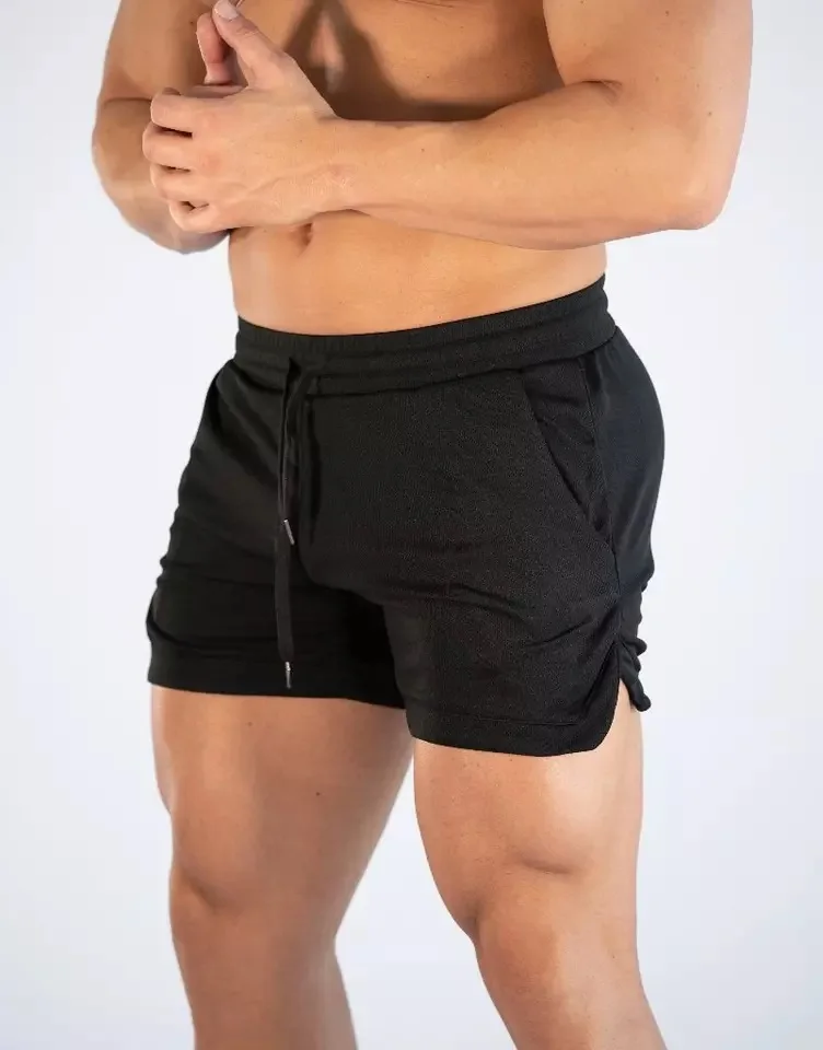 pantaloncini da palestra traspiranti ad asciugatura rapida con tasche da spiaggia da corsa in poliestere da allenamento407_voghion.com