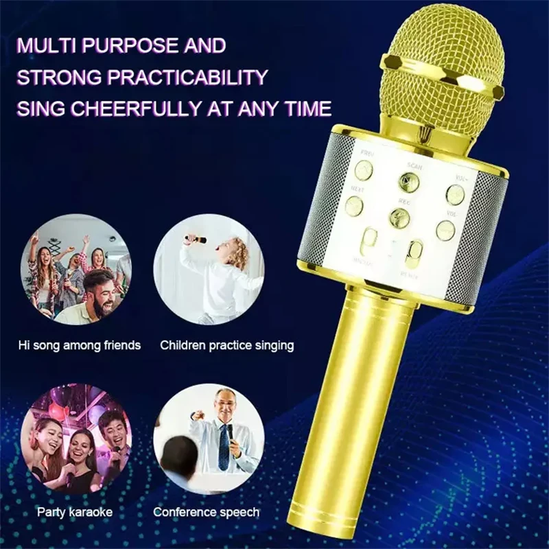 Portable Handheld Mic Speaker Kids Karaoke Microphone Wireless Bluetooth Karaoke Microphone for Singing