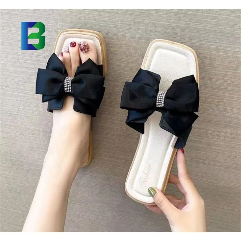 Fashion Black White Bow Ties Lady Flat Heel Dress Shoes Women