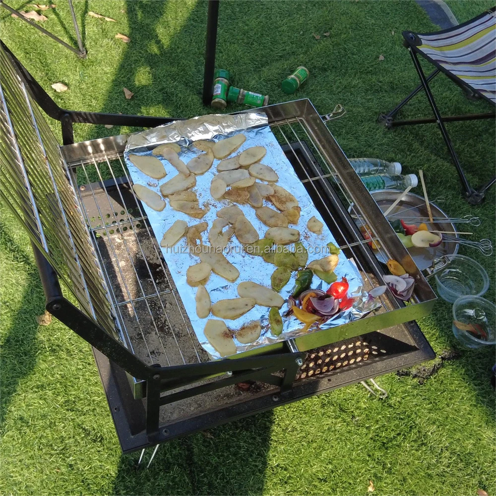 Outdoor Courtyard Camping Revolving Grid Rotatable Roaster Meat Grill Manual Flip Charcoal BBQ Rotary Grill