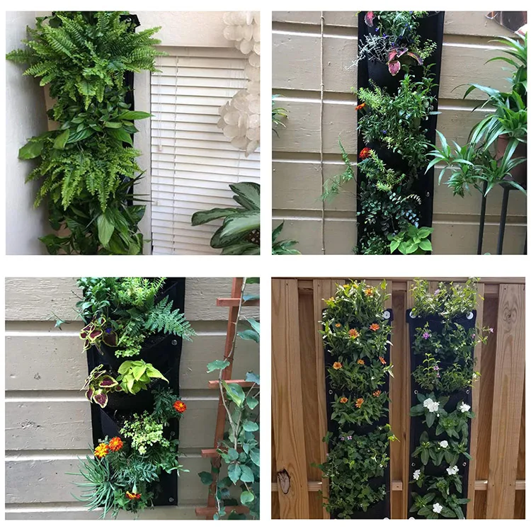 
 7 карманов от производителя, войлочные подвесные вертикальные садовые сумки для выращивания, Лидер продаж на Amazon, высококачественные фетровые садовые сумки для выращивания  