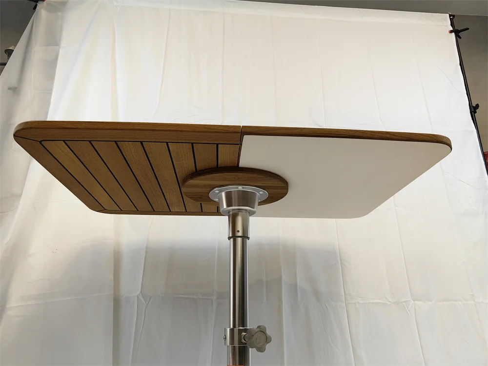 Folding Teak Table Top With Nautic Start Wing Support 3 Sizes Marine Boat RV  