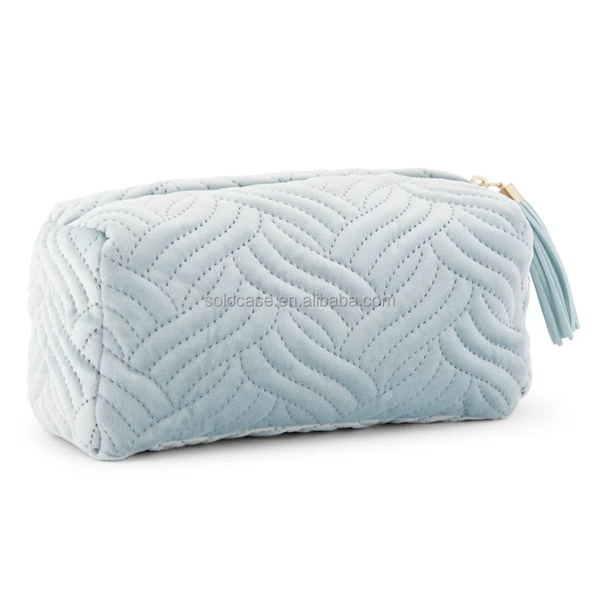 Velvet Quilted Makeup Bag