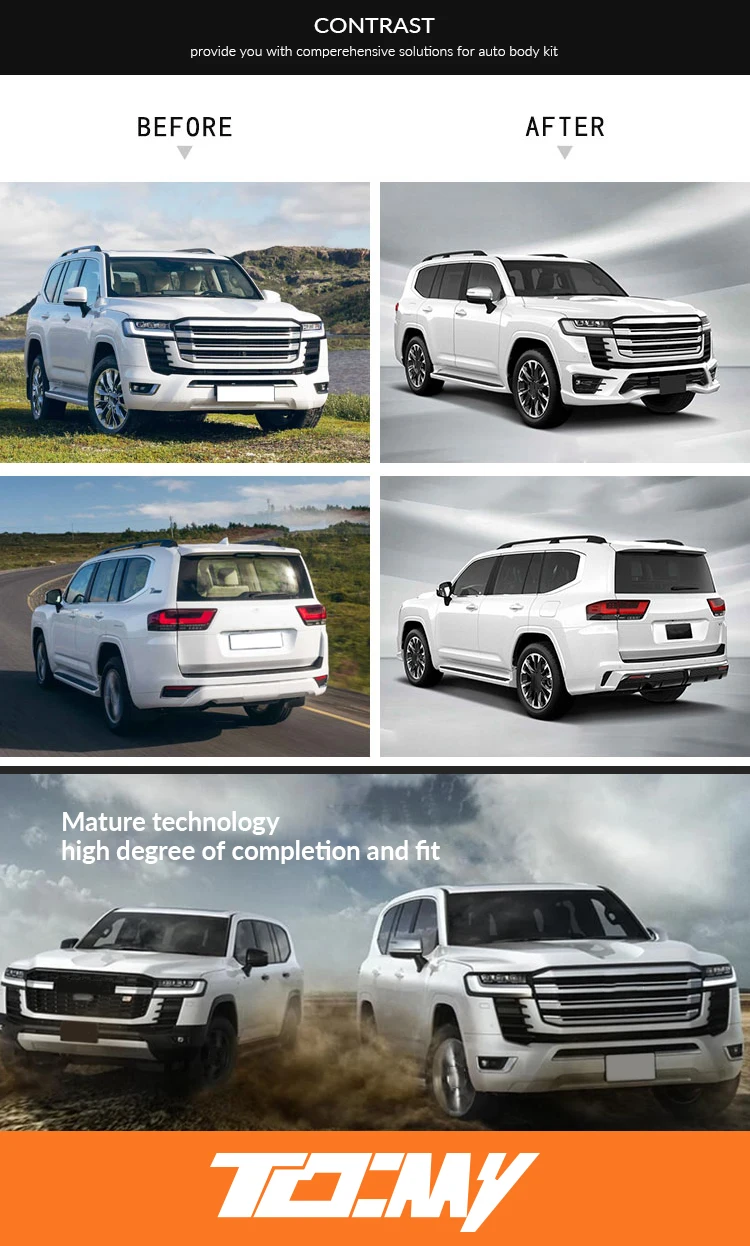 TDCMY Unique Design Automobile Body Part Kits Door Moulding Spoiler Head Tail Lamp Front Bumper Guard for Land Cruiser LC300GR factory