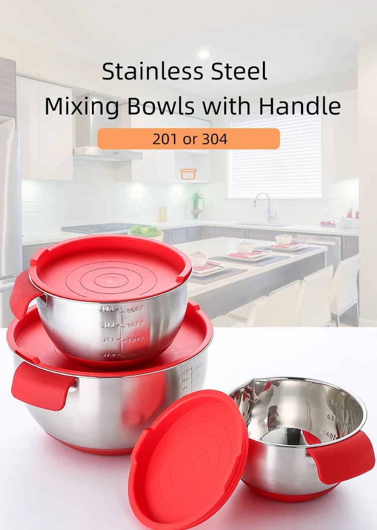 Luxury Kitchen Baking Nonslip Mixing Bowl Food Container Stainless