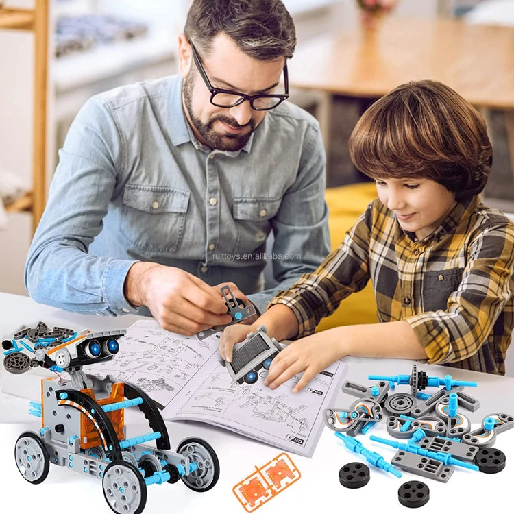 Обучающие игрушки-роботы на солнечной батарее STEM 12 в 1, 190 шт., набор для самостоятельного строительства и научных экспериментов для детей 8-10 лет