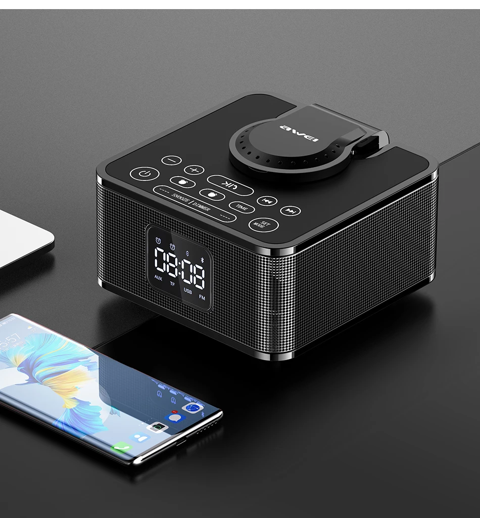 awei Y332 Multi Functional 10w Wireless Charger Power Bank Speaker