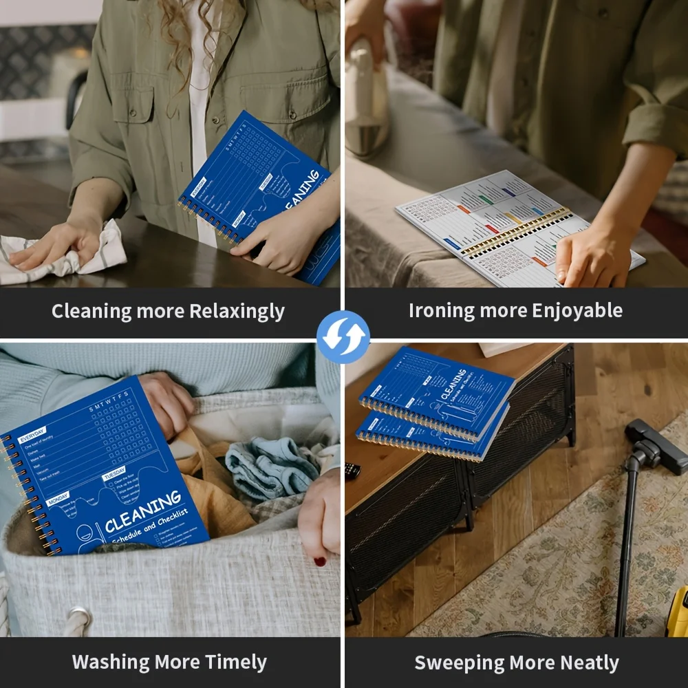 Customizable Household Chores Organizer Daily & Weekly Spiral Bound Cleaning Schedule and Checklist Notebooks