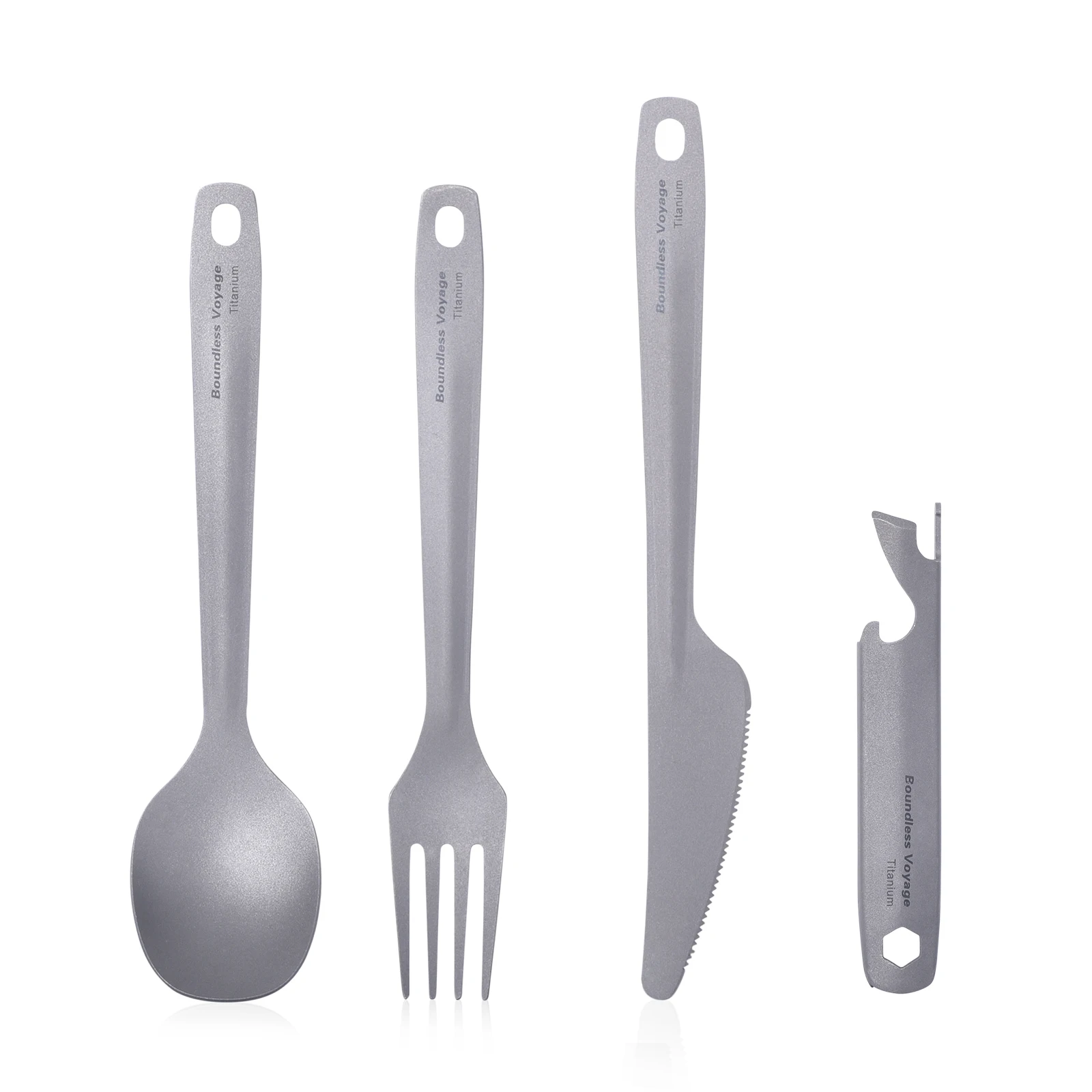 Boundless Voyage High Quality  Titanium  Stackable Camping Pocket  Folding Tableware Knife Fork Spoon Cutlery Set Lightweight