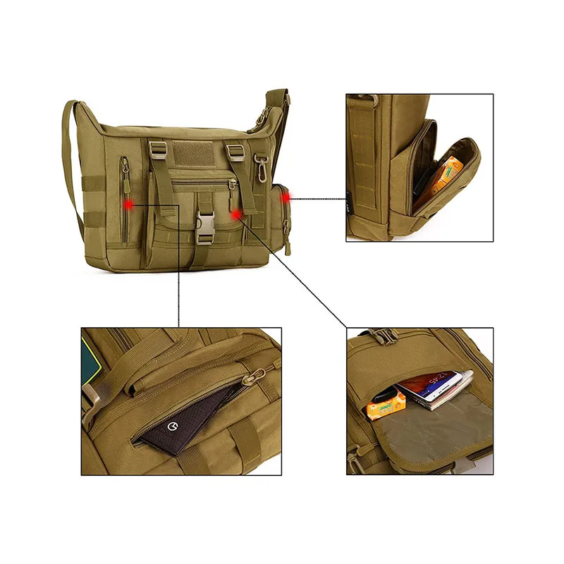 Large Capacity Tactical Messenger Bag Casual Tactical Chest Pack Outdoor Travelling Hunting Crossbody Shoulder Bag