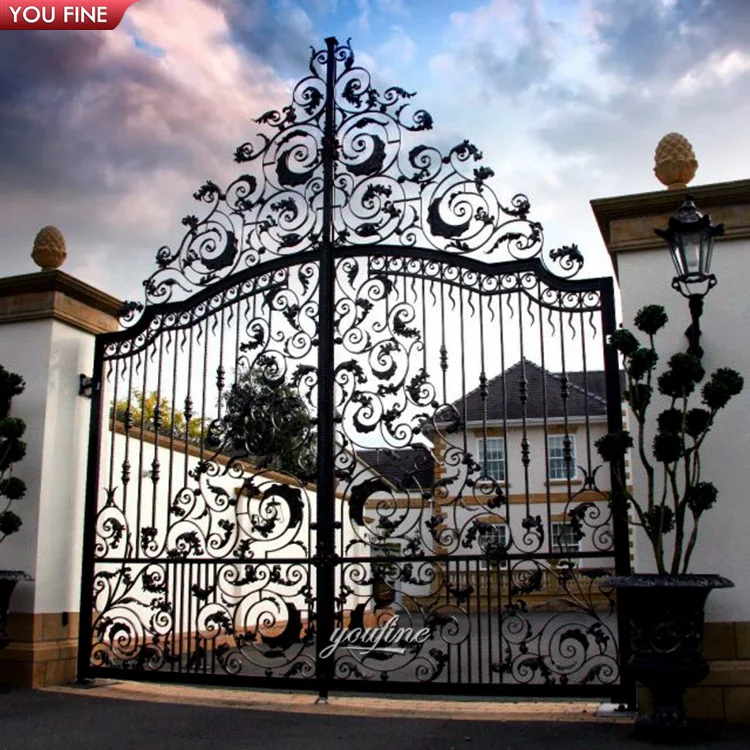 Outdoor Large Luxury Double Door Iron Gates Wrought Iron Gate Designs