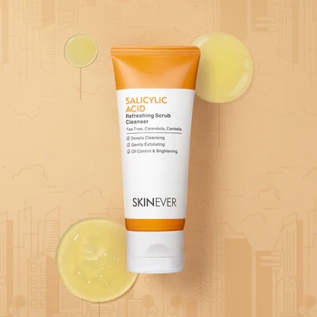 SKINEVER High Quality Korean Salicylic Acid Whitening Facial Cleanser Mini Scrub Cleanser Daily Use Anti-acne Herbal Face Wash