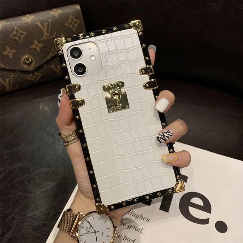 Luxury Custom Designer Crocodile Leather Cover For IPhone Cell Phone Case  PU Leather Square Trunk Shape Case For IPhone 13 12 11 - Buy Luxury Custom  Designer Crocodile Leather Cover For IPhone