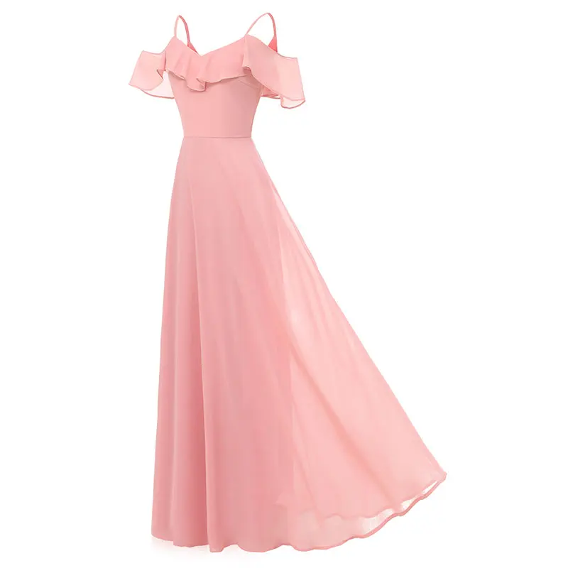 L51499 Women's Long Flowy Bridesmaid Chiffon Dress - Simple & Elegant