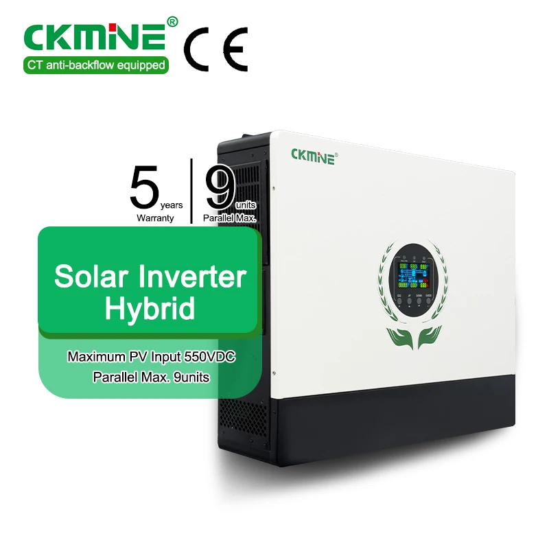 CKMINE 10 kw Hybrid Solar Inverter 10kw 10kva 48V on Grid off Grid Parallel Dual Mppt Outputs Single Phase for Home Power