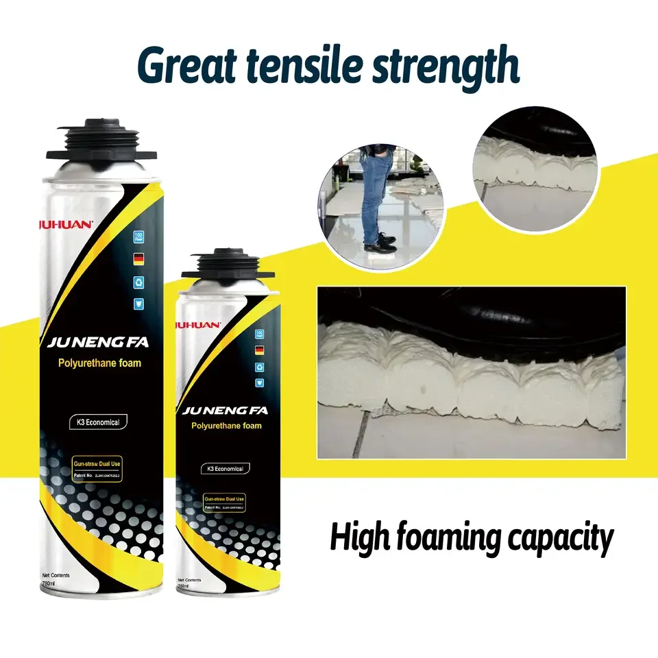 Expanding Single Component 750ml Adhesion Construction Foam Closed Cell Spray Pu Foam for Insulation
