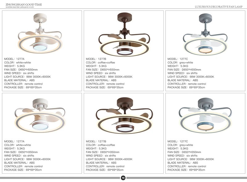 Led Tricolor Dimming Fan, 42-Inch, 3-Circle, 72W - detail 26