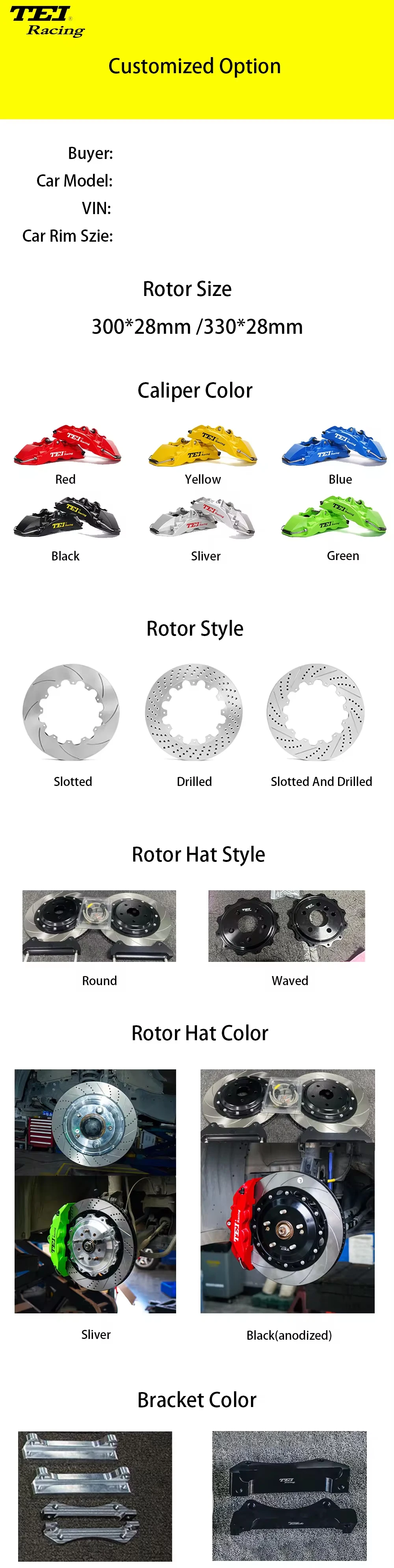 Tei Racing TEI Racing P40NS Front Big Brake Kit 4 Piston Caliper with 330*28 Rotor ...