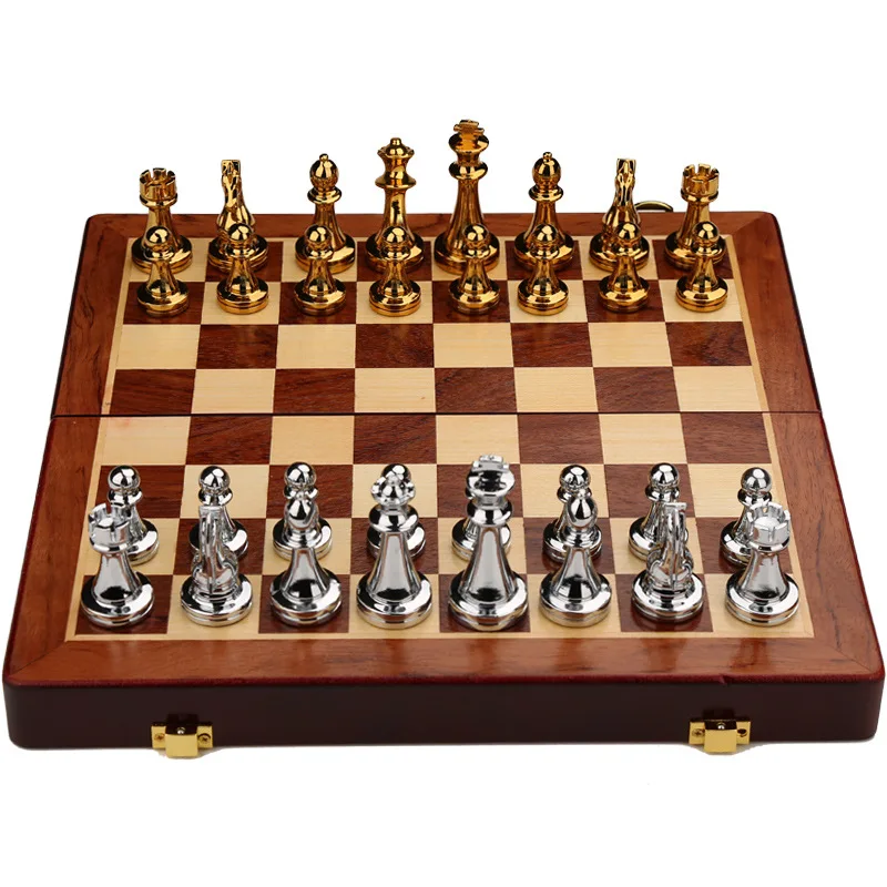 Wholesale Luxury wooden Board Chess Set with Metal pieces or