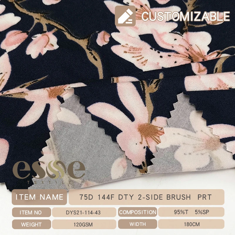 ESSE TEXTILE 75D DTY 2 сторона кисти печати спандекс ткань для платья tela dbp полиэстер