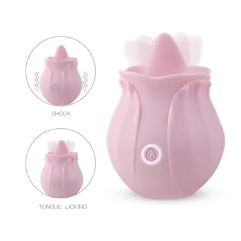 Christmas gift Amazon Hot Sale Silicone Nipple Clit lick Vibrator Sex Toy Women Stimulator Clit tongue Rose Vibrator