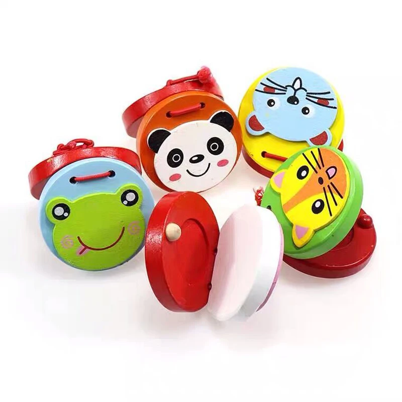 
 Лидер продаж, деревянные Мультяшные животные, детские игрушки для интеллектуальной музыки, Хлопушки, игрушки, подарок на Рождество  