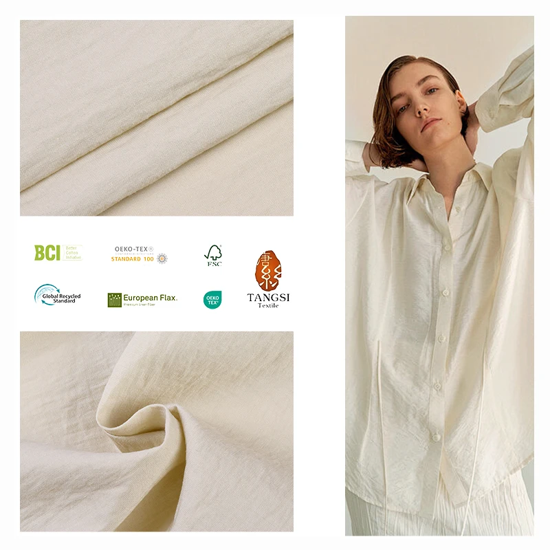 Tencel Linen Fabric Blend High Quality New Fashion Breathable and Healthy Soft Woven Women and Men Clothing Fabric for Clothes