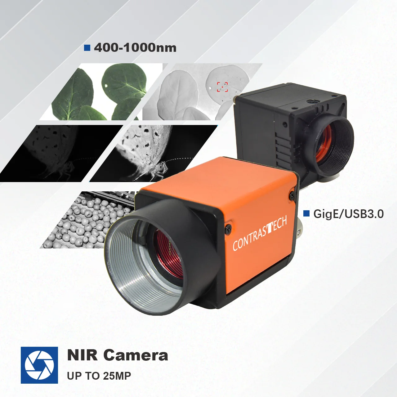 High Speed 2MP 5MP 50fps Near Infrared 400-1100nm Free SDK GigE Vision  Standard POE CMOS RGB NIR Camera for Eye Tracking