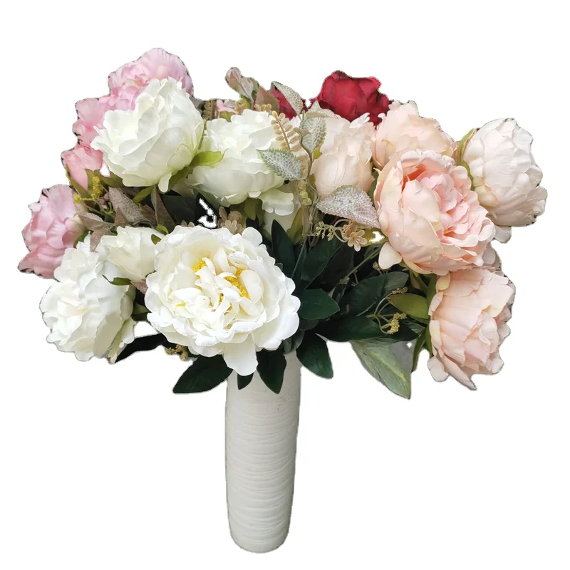 Ramo De Flores De Seda Para Decoración Del Hogar,Decoración De Peonías  Artificiales De Plástico Para Boda Con Rosas Y Girasoles - Buy De Alta  Calidad De Flores | Flores Artificiales,Ramo De La