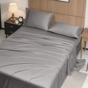 Wholesale Eco Friendly Ultra Smooth 100% Bamboo Fiber 4-Piece Bedding Sheets Cover Set OEKO-TEX Certified Cooling Breathable