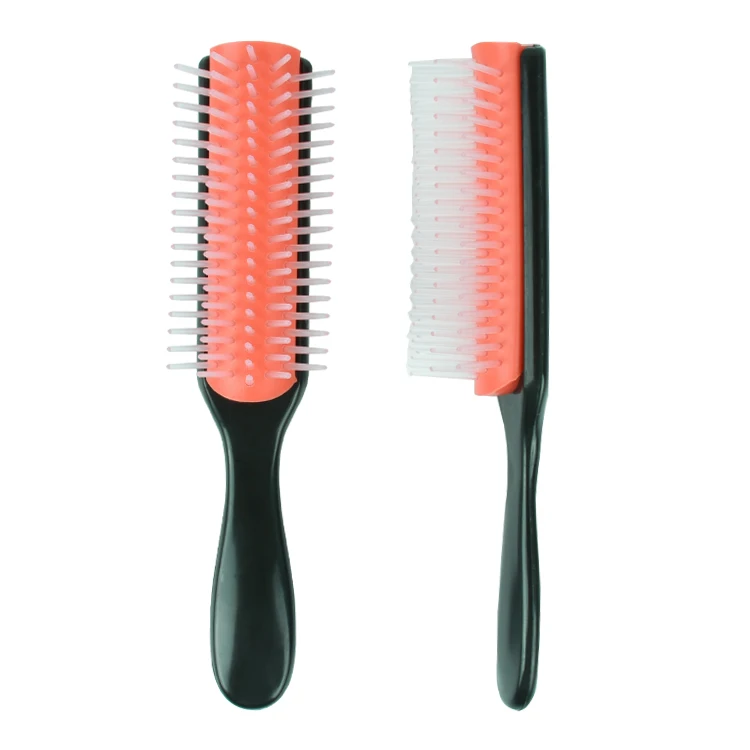 Popular Fashion custom logo 5 line row nylon pins denman styling ABS plastic hair brush for gentlema