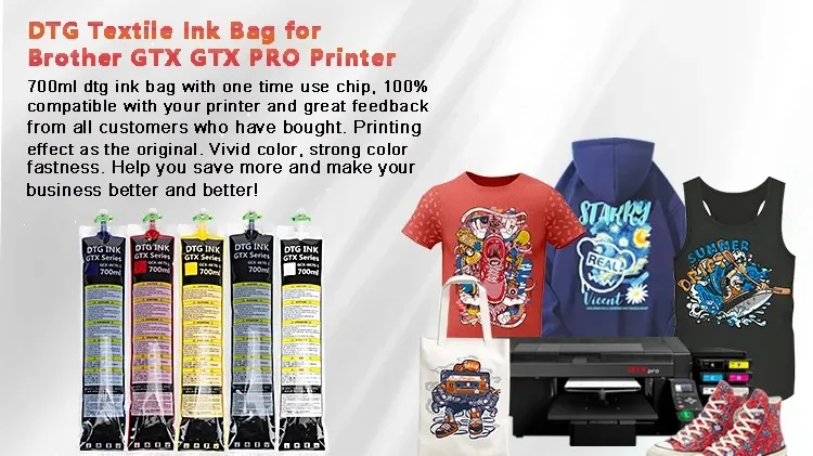 Brother GTX 700ml DTGインクバッグ,Brother GTX Proバルクチップ用