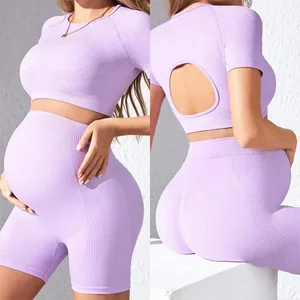 New Sports High Waist Big Abdomen Regular Yoga Suit Fleece Breathable Seamless Stall Fitness Suit for High Quality Pregnant