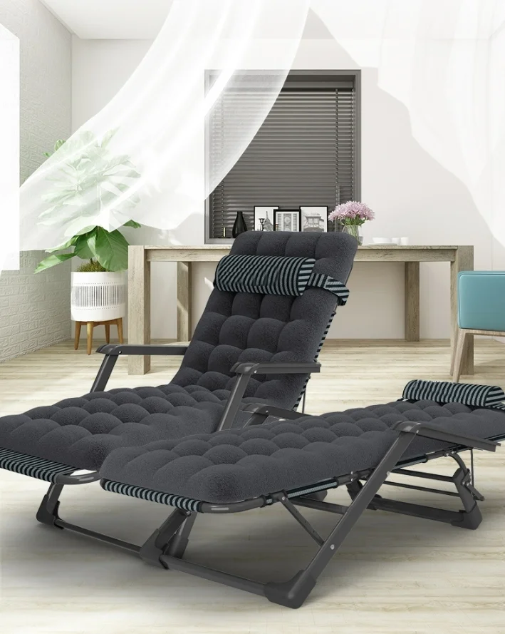 Adjustable Folding Steel Oxford Cloth Lounge Chair Dualpurpose Chair Foldable Bed With Soft
