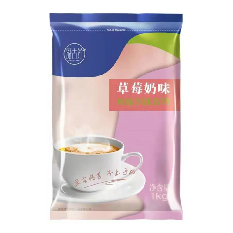 Instant Drink Strawberry Fruit Flavored Milk Tea Powder For Brewing