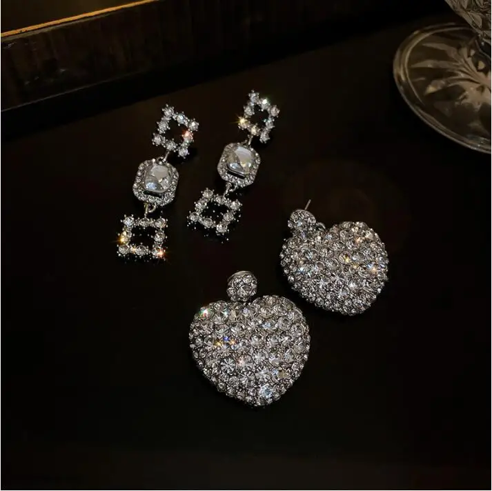 big heart diamond earrings