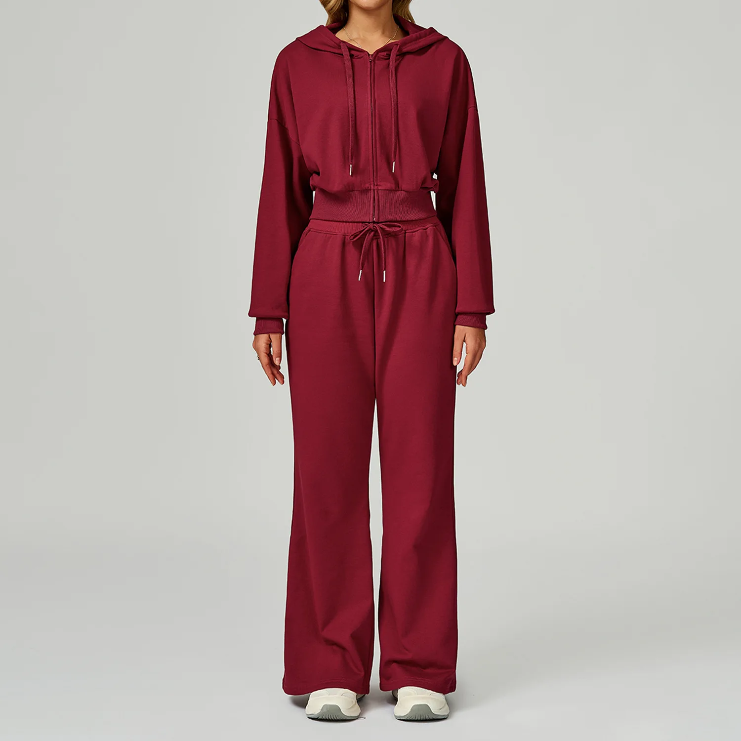 Autumn Winter Sports Sweatshirt Zipper Hooded Casual Loose Plus Size Elastic Waist Versa preview