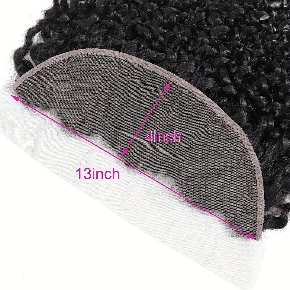 13x4 Dybbølget Transparent Lace Frontal Naturfarvet Remy Hårforlængelser Brasiliansk Ægte Hårlukning_voghion.com