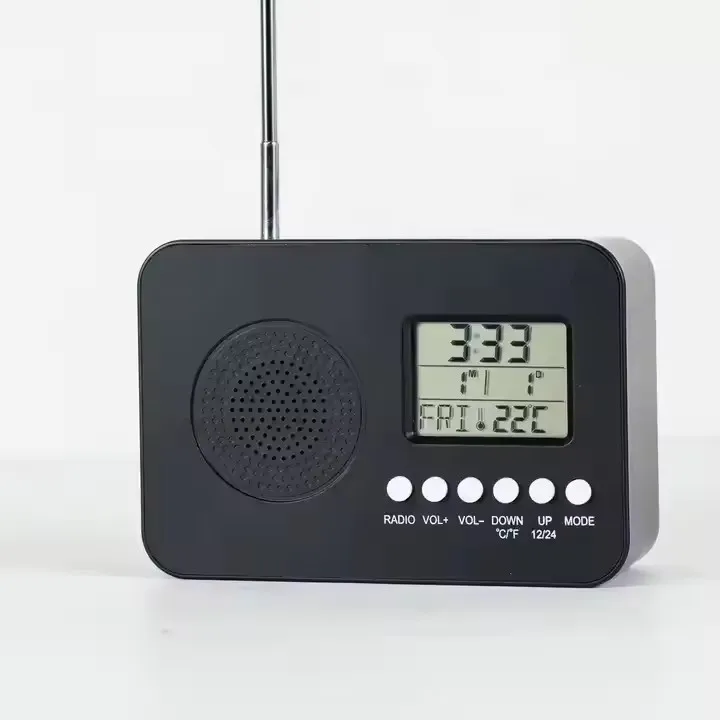 Quick Delivery Digital Desktop Radio Alarm Clock FM Antenna Electronic LCD Display Calender Radio Clock