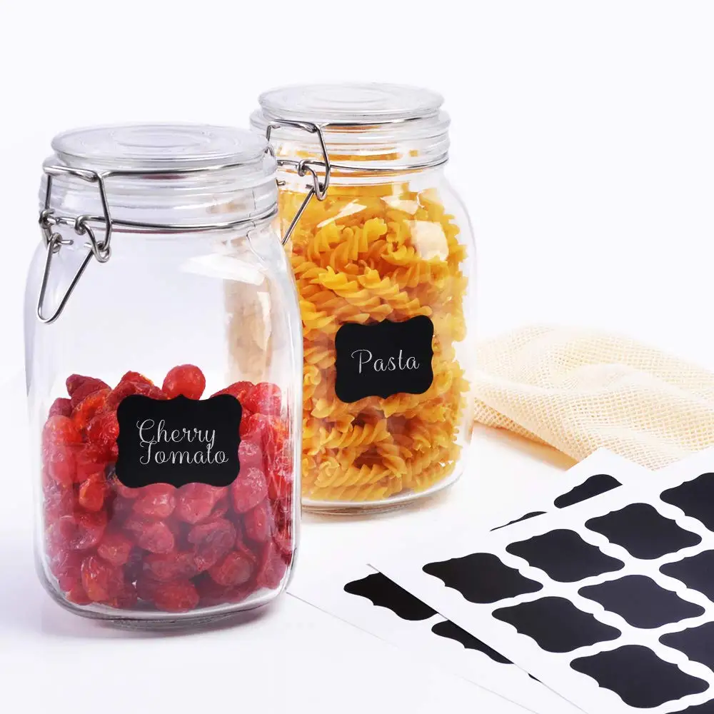 3 Pack,50 oz Glass Jars With Airtight Lids And Leak Proof Rubber