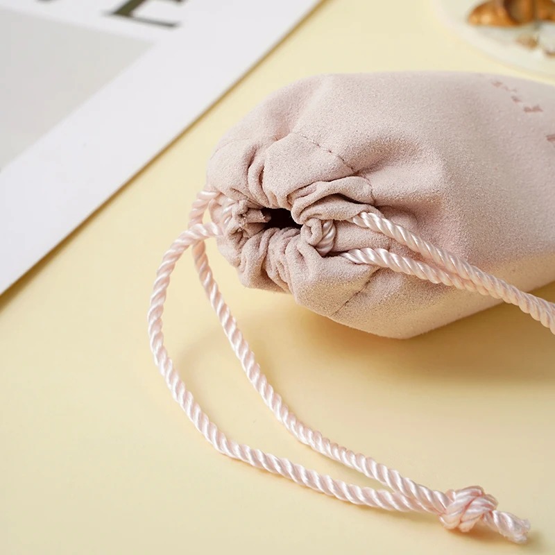 A1 Custom Emboss Logo Microfiber Jewelry Flap Pouch Luxury Pink Envelope Suede Earring Necklace Packaging Custom Size Custom factory