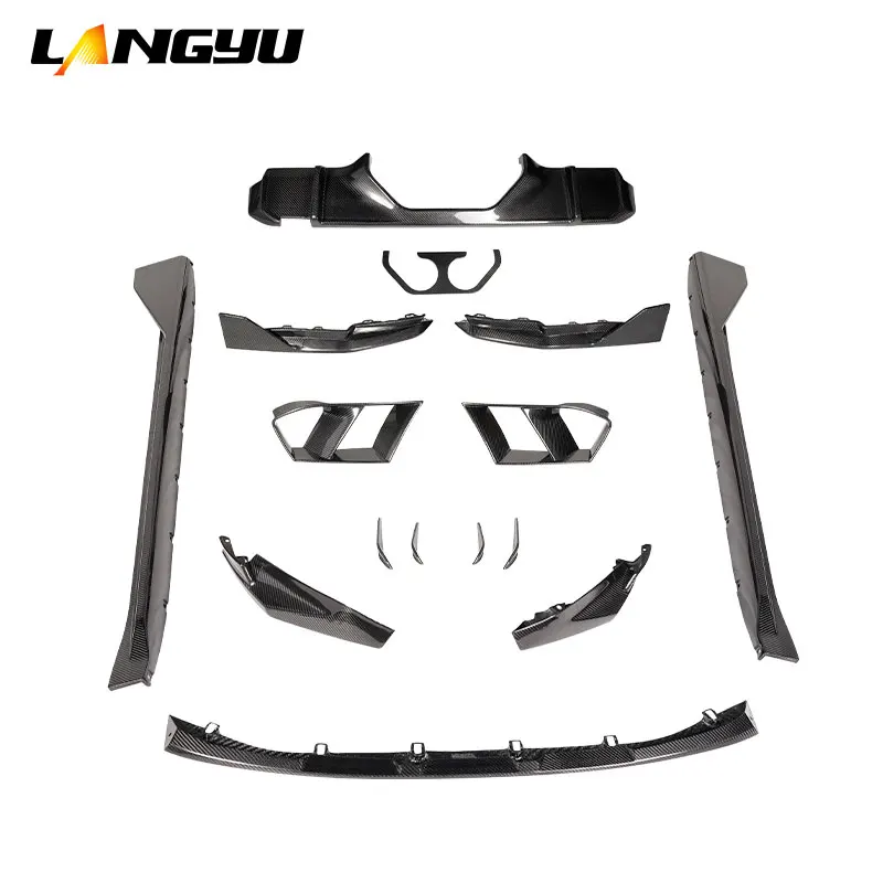 Langyu 2021+ Auto Parts MP Style Dry Carbon Fiber Front Lip Rear Diffuser Side Skirt Bodykit For