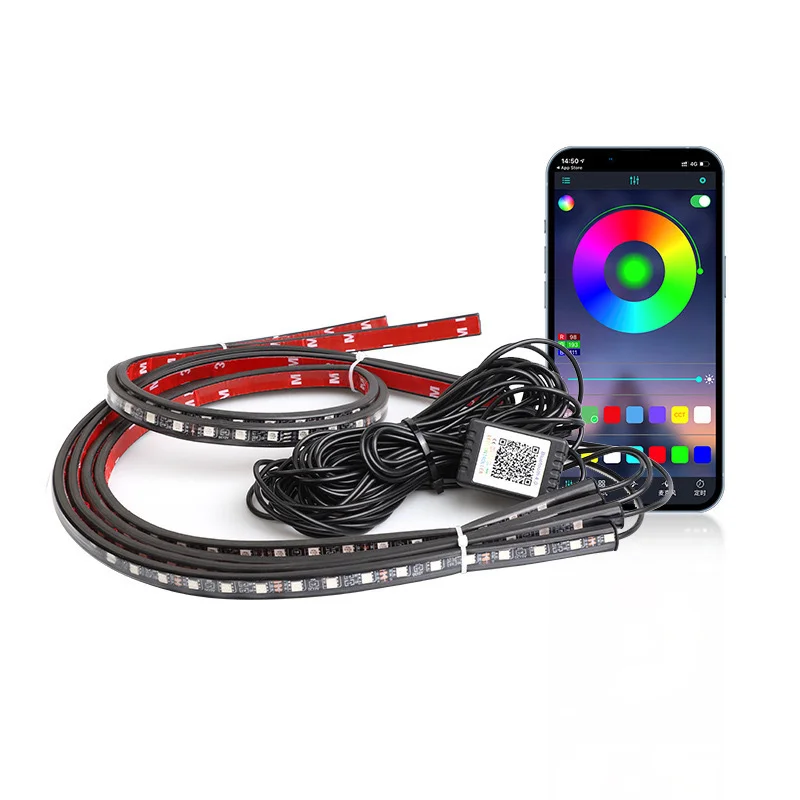 High Quality Auto Car Chassis Underbody LED Strip App Control RGB Ambient Atmosphere External Light Kit