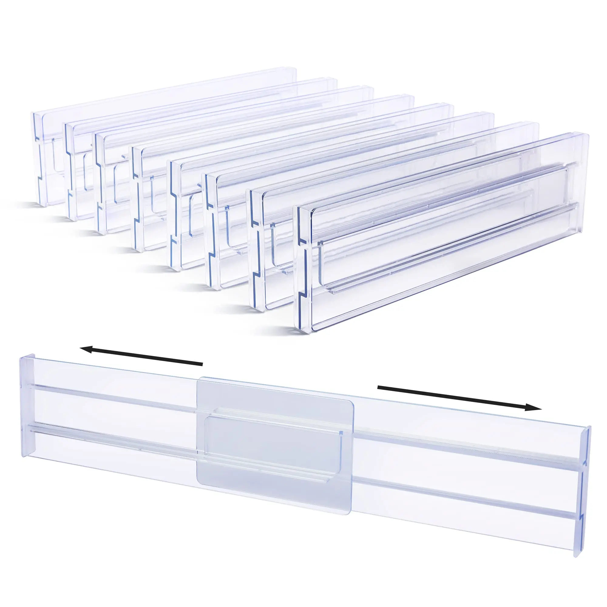 8 Pack Clear Plastic Drawers Separators,Drawer Dividers Organizers