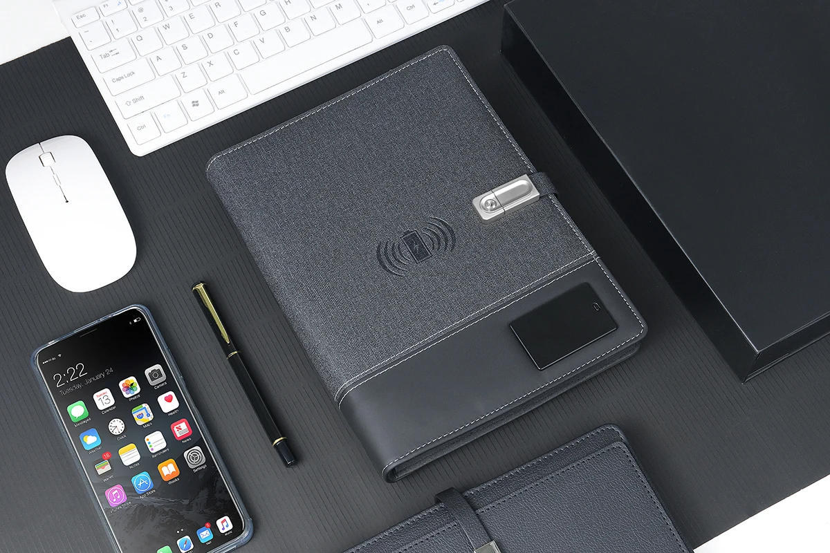 Multifunctional A5 Wireless Charging Notebook With Speaker Usb Flash
