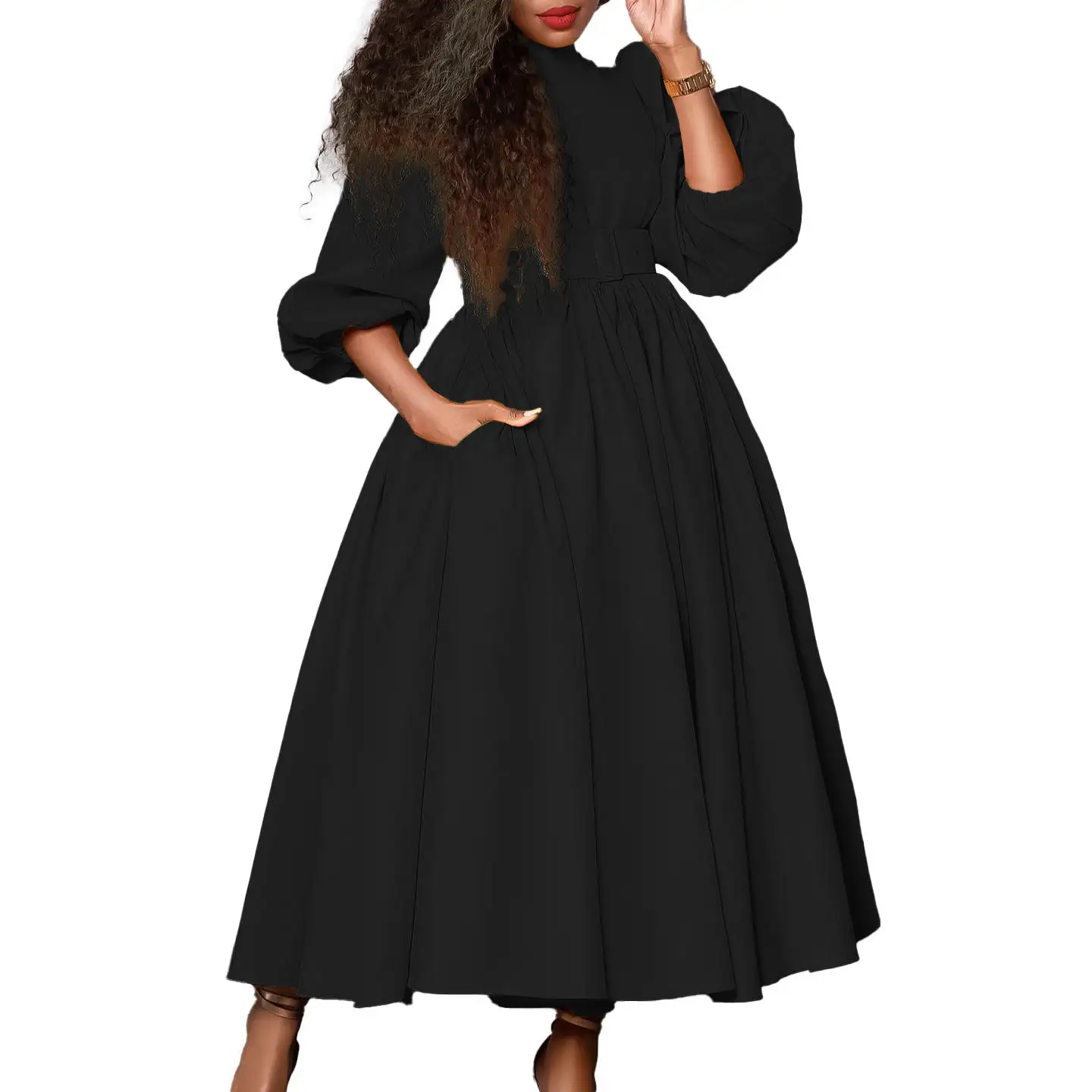 tight fitting dresses price Women Elegant Pleated Tight-Fitting A-Line Dress