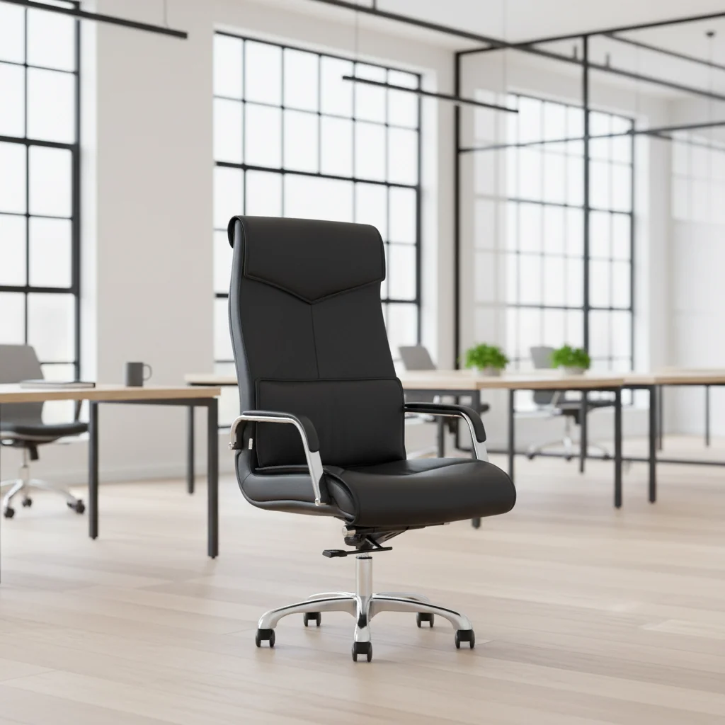 Modern Ergonomic High Density Foam PU Leather Executive Office Chair with Adjustable Height and Aluminium Base 4