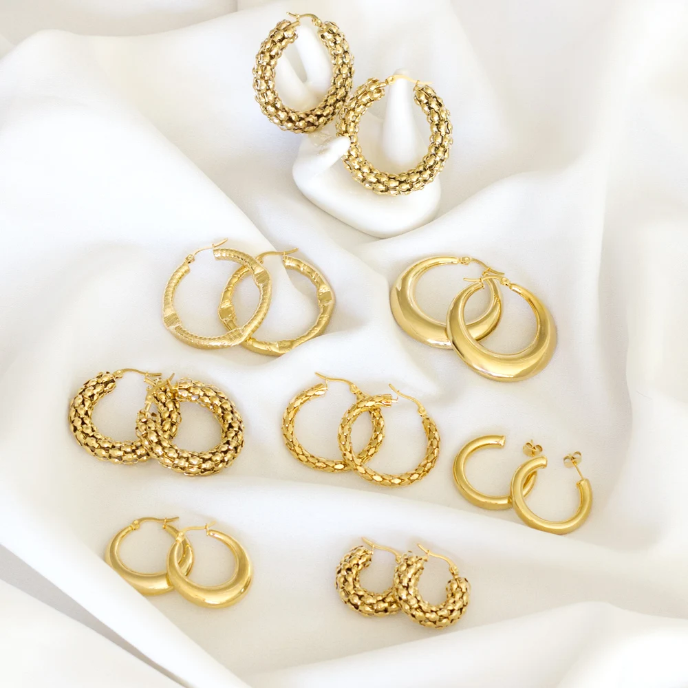 Ason Jewelry Custom Trendy Fashion Stud Hoop Earrings 18k Gold Plated ...